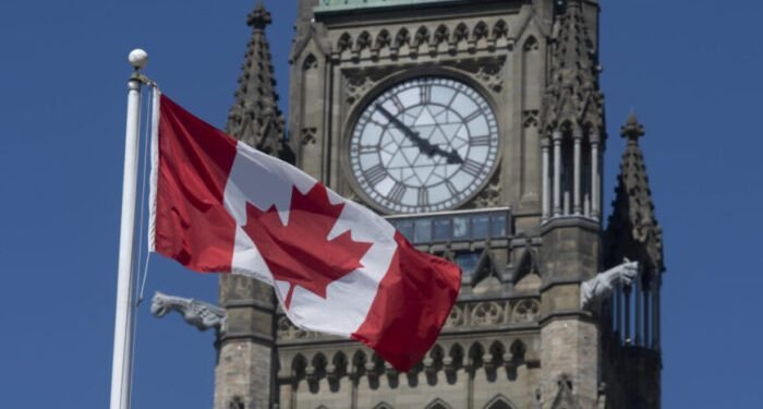 The Canadian flag flies near the Peace tower on Parliament Hill in Ottawa,  Wednesday June 17, 2020.  Canada lost its bid for a coveted seat on the United Nations Security Council. THE CANADIAN PRESS/Adrian Wyld
